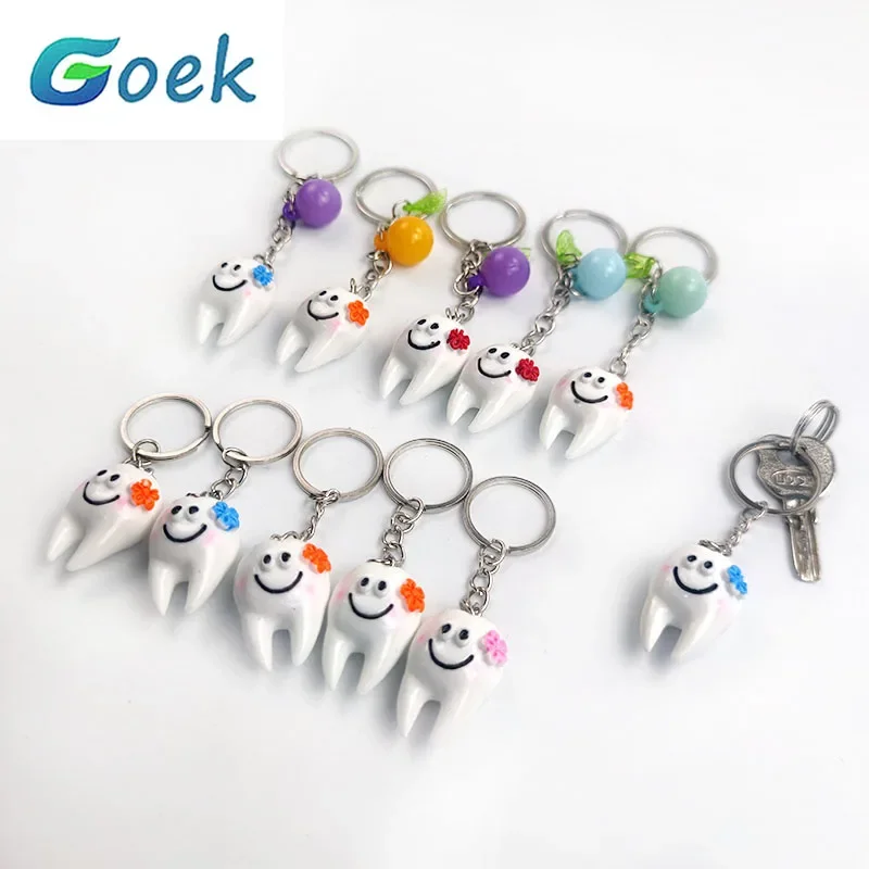 Dental Fashion Cartoon Cute Girl Gift Tooth Keychain Multicolor Tooth Shape Model Simulation Keychain Tooth Type Keychain