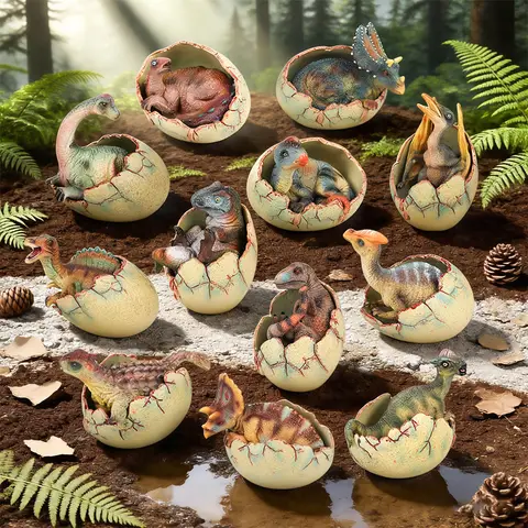 Oenux T-Rex Spinosaurus Dinosaur Egg Hatching Model  Velociraptor Pterosaur Figurine Statue Home Decor Collection Ornaments