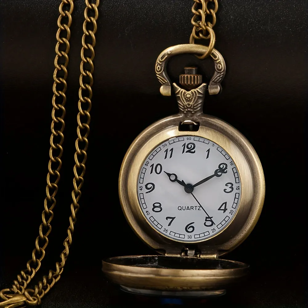 Vintage-Style Trump 2024 Election Memorial Pocket Watch - Quartz Movement, Round Dial, Unique Bronze Necklace Souvenir Gift