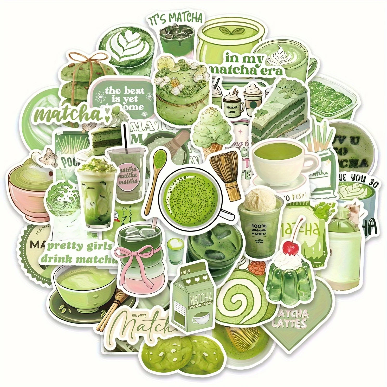 

50 шт. зеленых летних наклеек для рукоделия, наклейки для упаковки десертов, чая с молоком и матча, наклейки для скрапбукинга