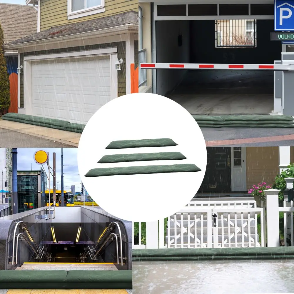 Non Woven Fabric Water Activated Flood Barriers Reusable Green Flood Barrier Bags Easy To Use Rain Water Barrier Bags