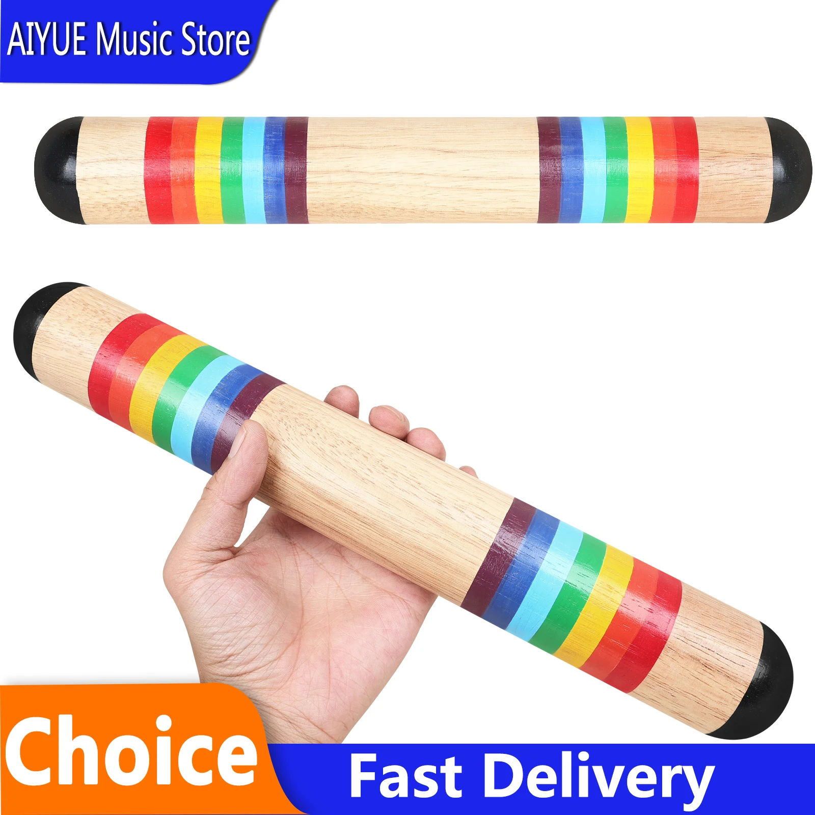 IRIN J216 Colorful Wooden Rain Stick Orff Percussion Rain Sound Maker Early Education Musical Instrument For Music Class Teachin