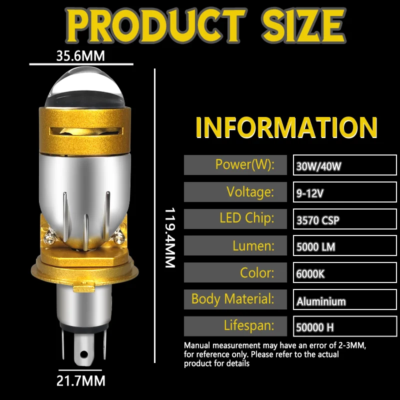 2 stks H4 LED Mini Projector Lens Koplamp Lamp H4 LED Rijden Lamp 300 W Hi/Lo Beam Plug-and-Play Auto Motor Koplamp