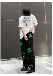 Summer thin men's fashion famous brand versatile loose straight Summer wide leg pants clothes streetwear hiphop denim New 2024