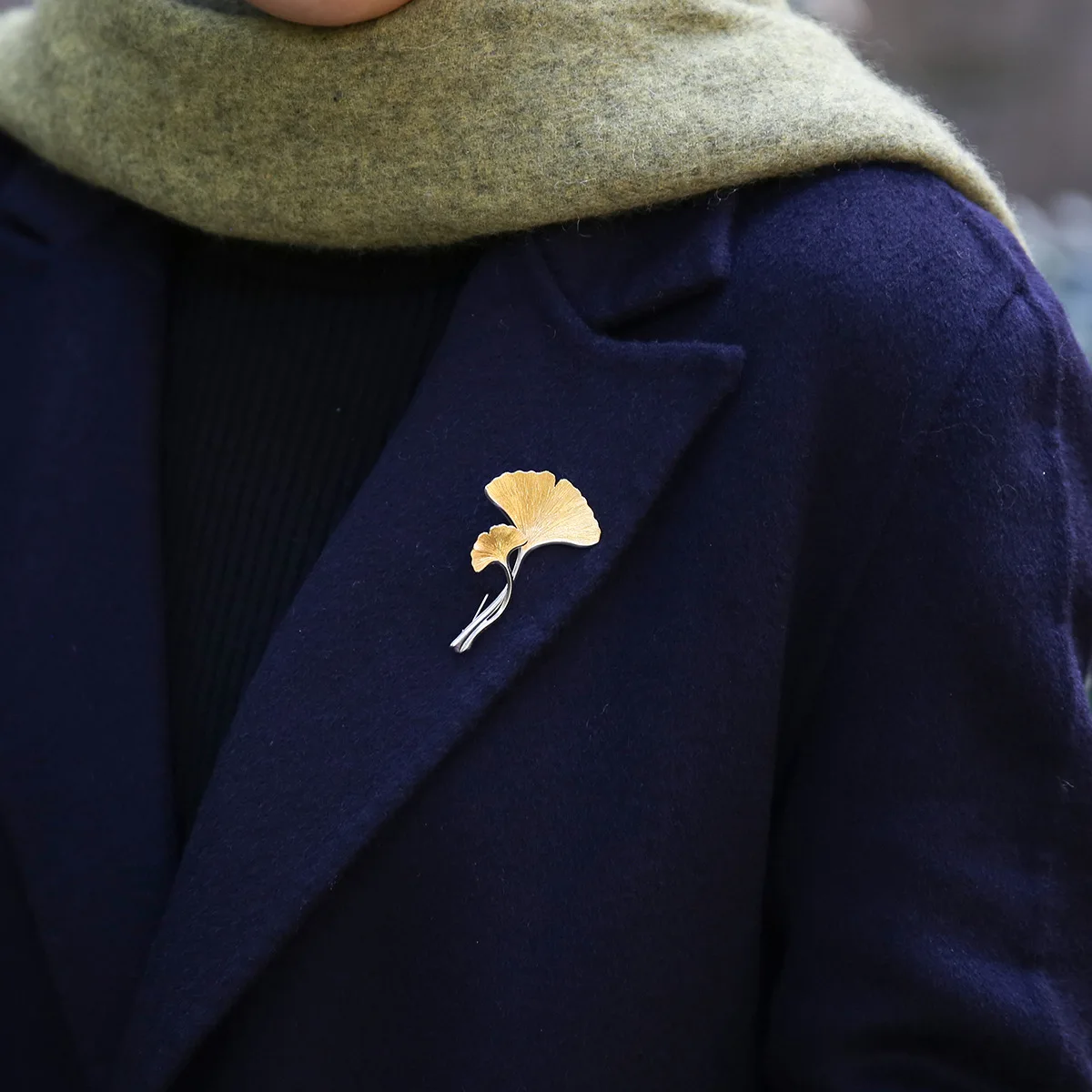 New Chinese Style National Fashion Simple Mother Leaf Ginkgo Brooch High-End Corsage Classical Creative Birthday Gift Practical