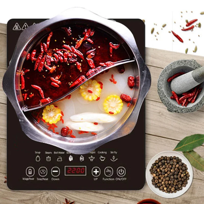 Desktop 2200W Induction Cooker 220V Black Microcrystalline Panel Induction Cooker Household Hot Pot  Heater Zigbee temperature