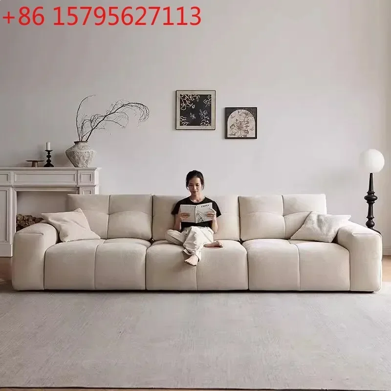 Pixel sofa living room leather module removable backrest sofa tofu block cream wind snow Neil fabric sofa