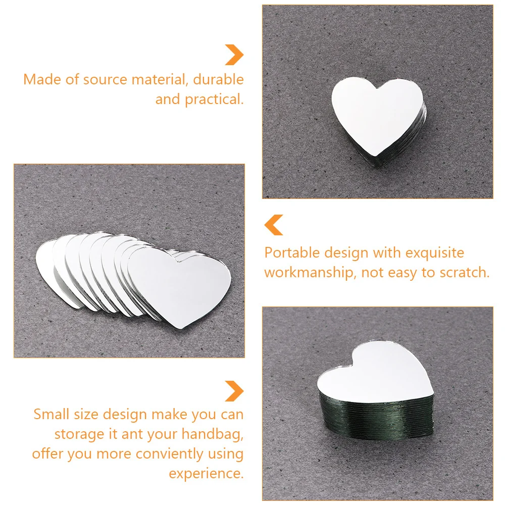 30-teiliges DIY-Herzspiegel-Set, herzförmige Mini-Spiegel für Make-up-Bastelprojekte, tragbar, Taschenformat, glatte Kante, weibliches Geschenk