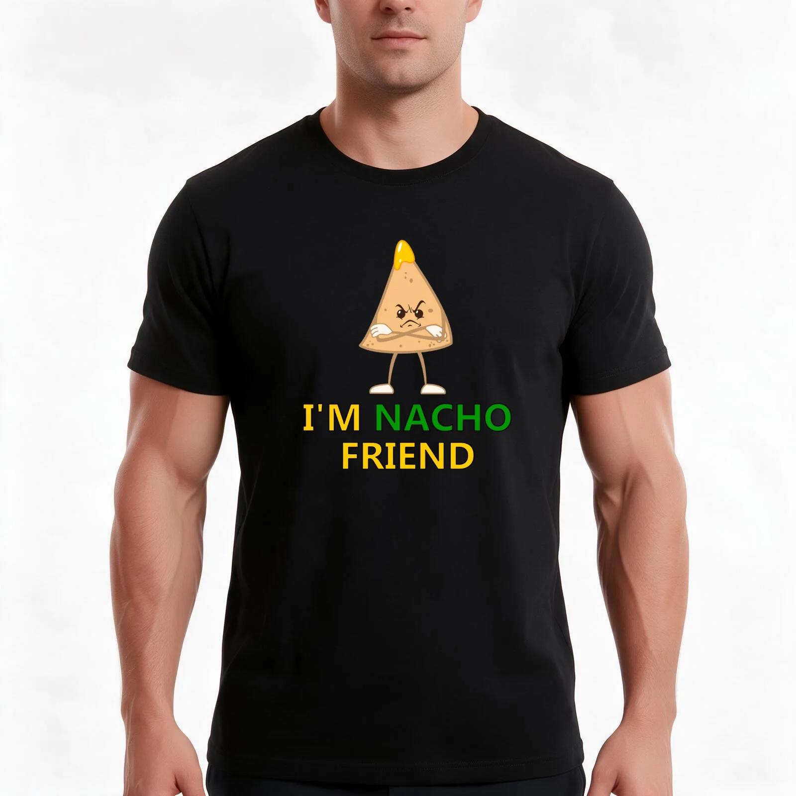 Nacho Friend T-Shirt, Summer Casual Cotton Tee, Oversized Streetwear Tops, Vintage Graphic Print, Loose Fit Short Sleeve