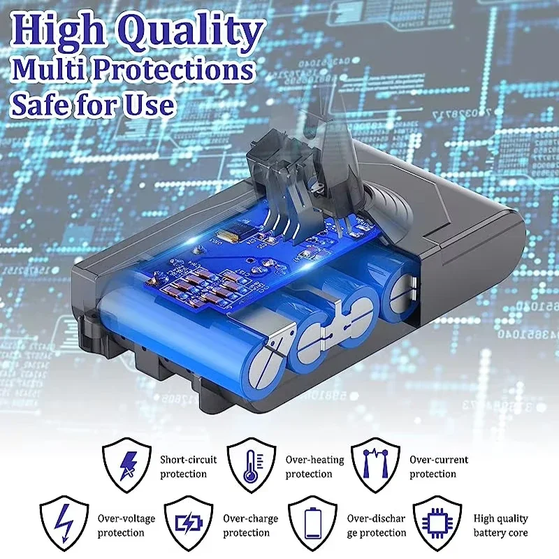 For Dyson V8 6000mAh Battery for Sony Cell Replacement Battery for Dyson V8 Absolute V8 Animal SV10 Handheld Vacuum Cleaner