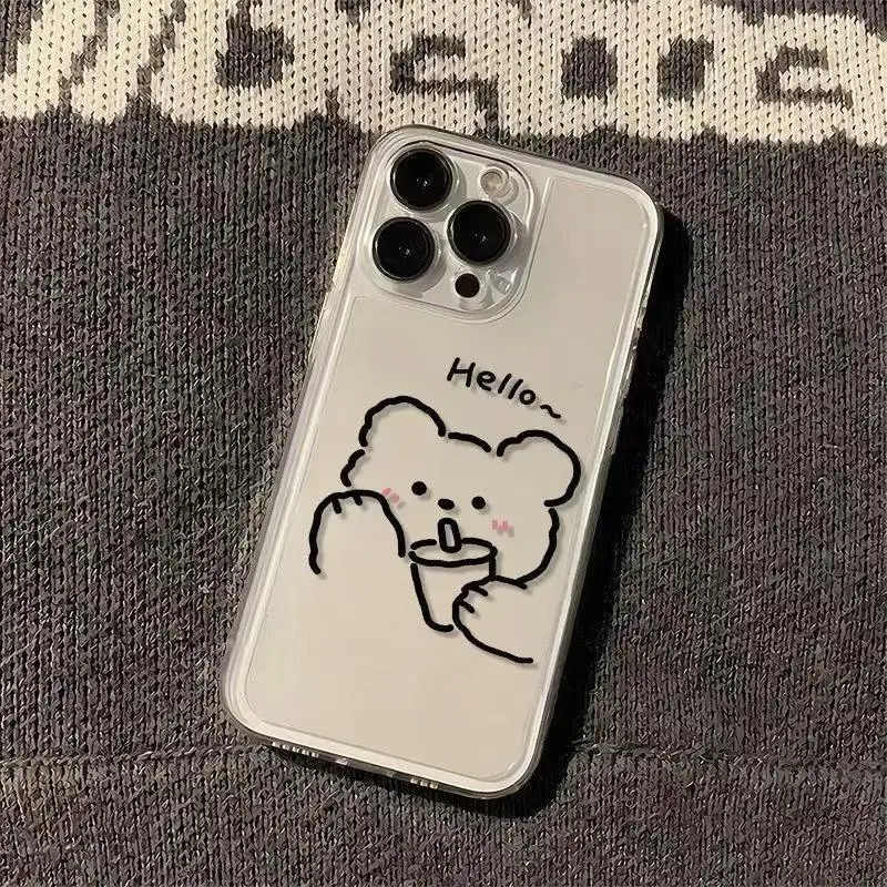 Coque de téléphone Hello Bear pour iPhone, coque transparente pour iPhone 16 15 14 13 12 11 Pro XS MAX 7 Poly 8 7 Plus