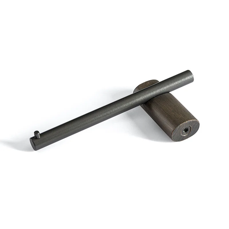 Bathroom towel rack metal solid wood single rod bathroom punched towel rack light luxury bathroom wall-mounted punched