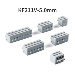 (10개) KF211V - 5.0mm 2P ~ 12P 직선 피치 5.0 스프링 장착 PCB 프레스 유형 접합 가능 터미널 블록 211V