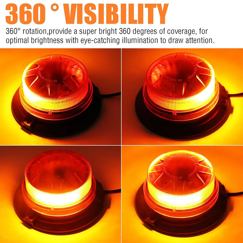 Amber 24 Led Car Strobe Lights, Blue Car Roof Safety Warning Light, LED Emergency Flash Beacon for Forklift Golf Car Trucks