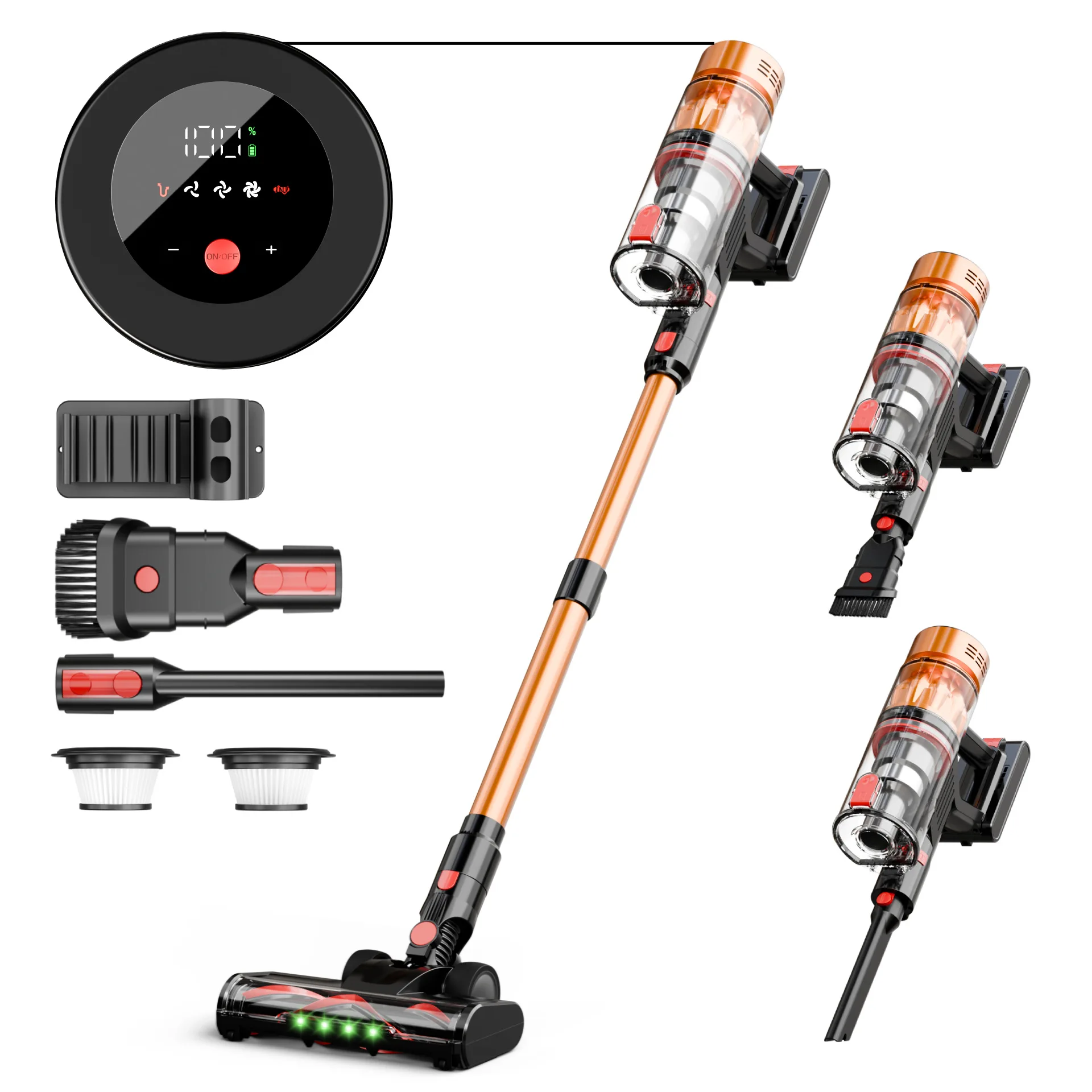 

Cordless Upright Vacuum Cleaner, 40KPA High Power, LED Display, Lightweight for Home Office, Rechargeable, CE Certified