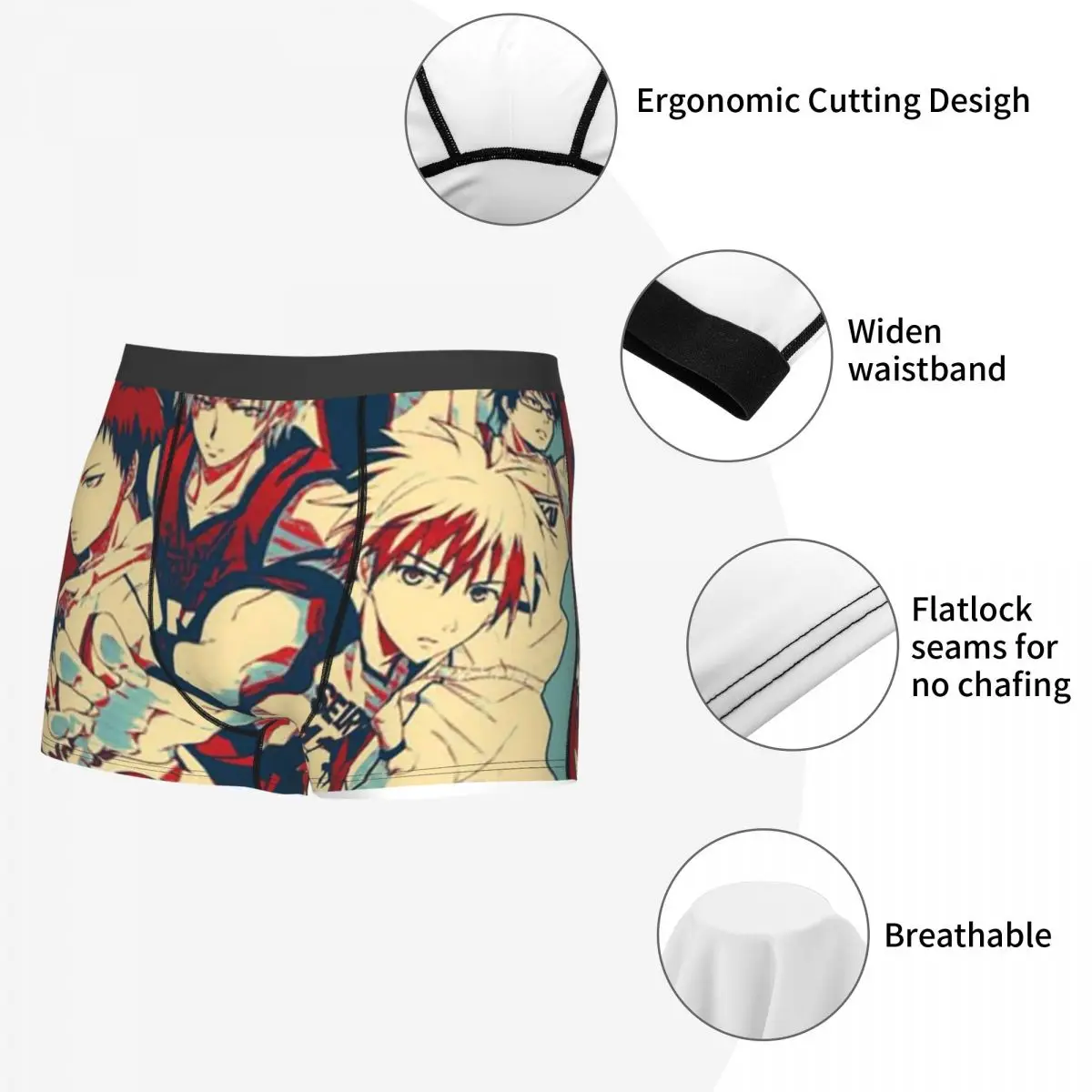 Boxer caleçon short basket Kuroko sans panier Anime culotte Homme sous-vêtements doux pour Homme Homme petit ami cadeaux