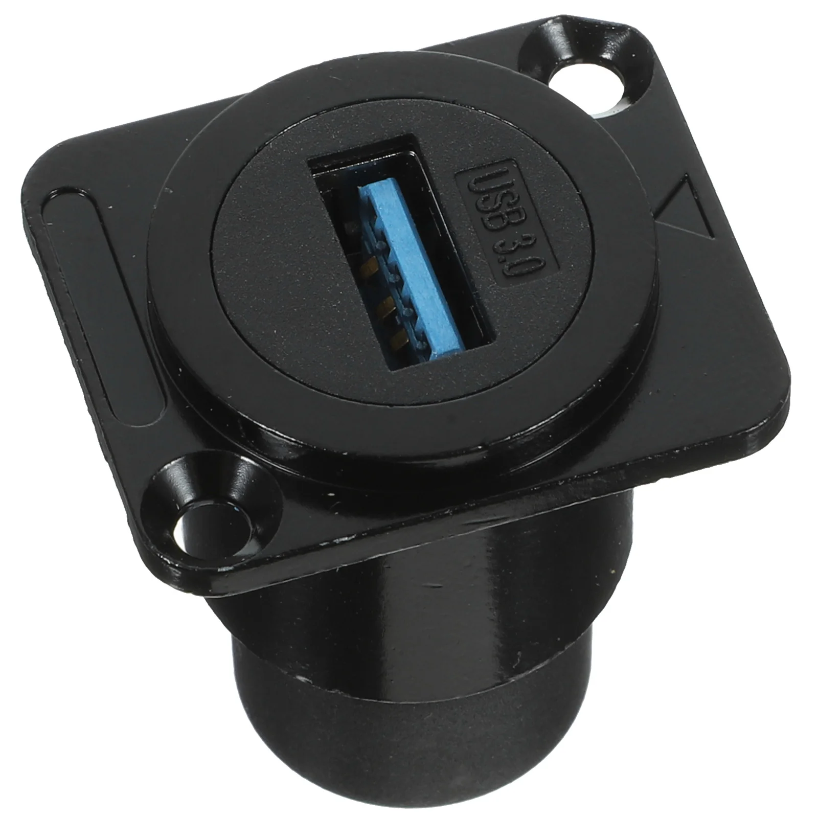 Waterproof Cable Pass Through Fixed Panel Socket USB Front Adapter before and after Black