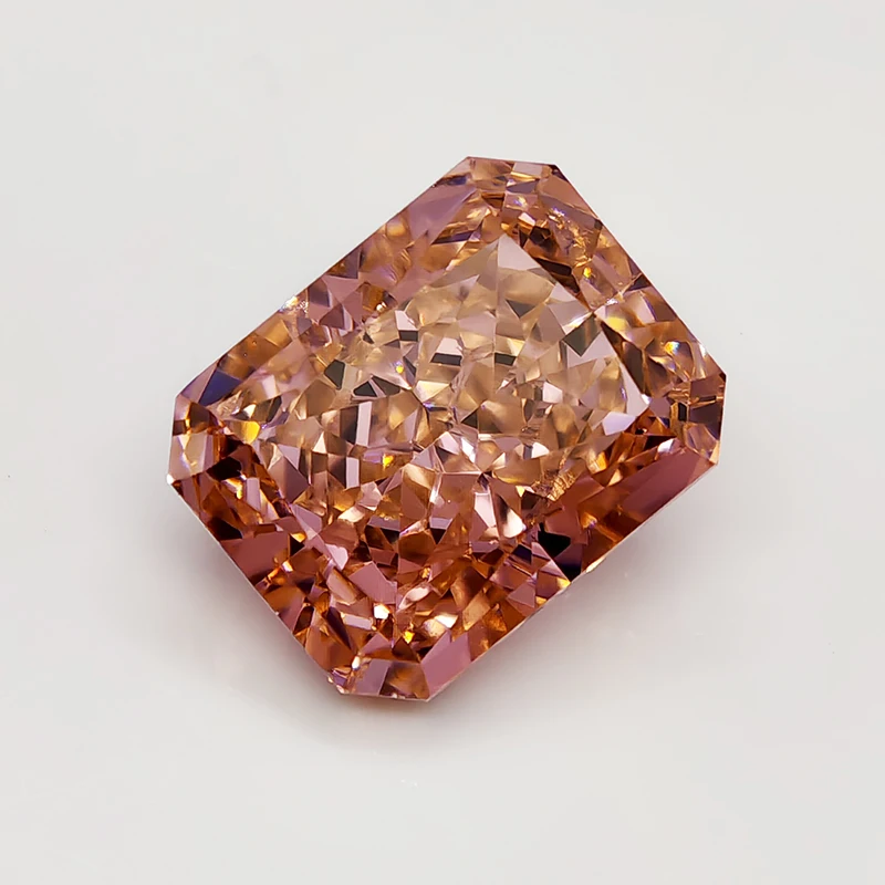 Padparadscha Radiant Crushed Ice Cut Cubic Zirconia High Carbon Diamond Lab Zircon CZ 4K Cutting 5A+ Quality for Jewelry Making