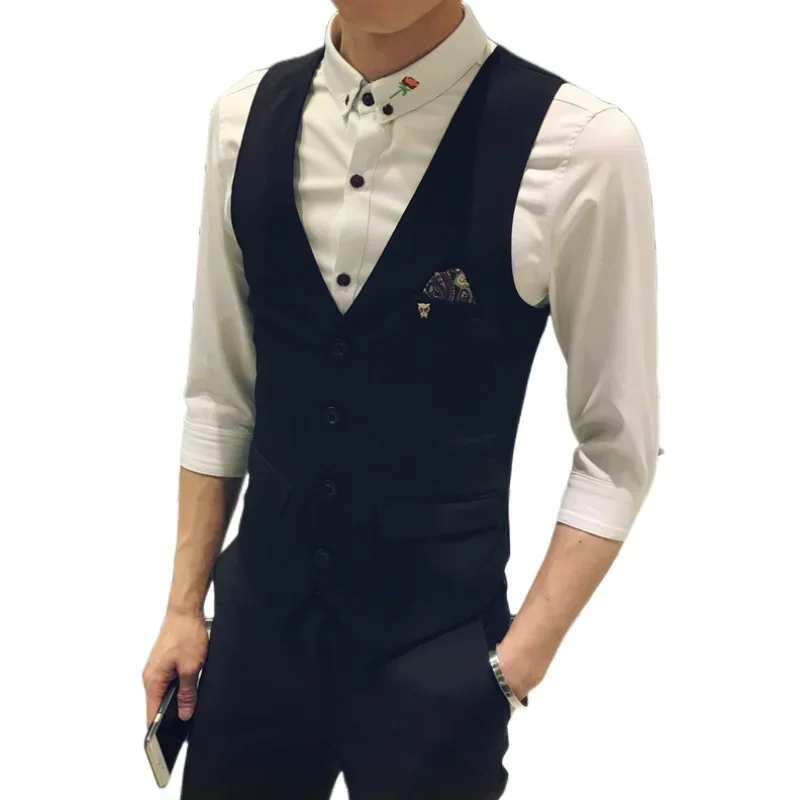 2026 versione coreana del gilet da uomo sottile parrucchiere KTV bar discoteca gilet abiti da lavoro alla moda