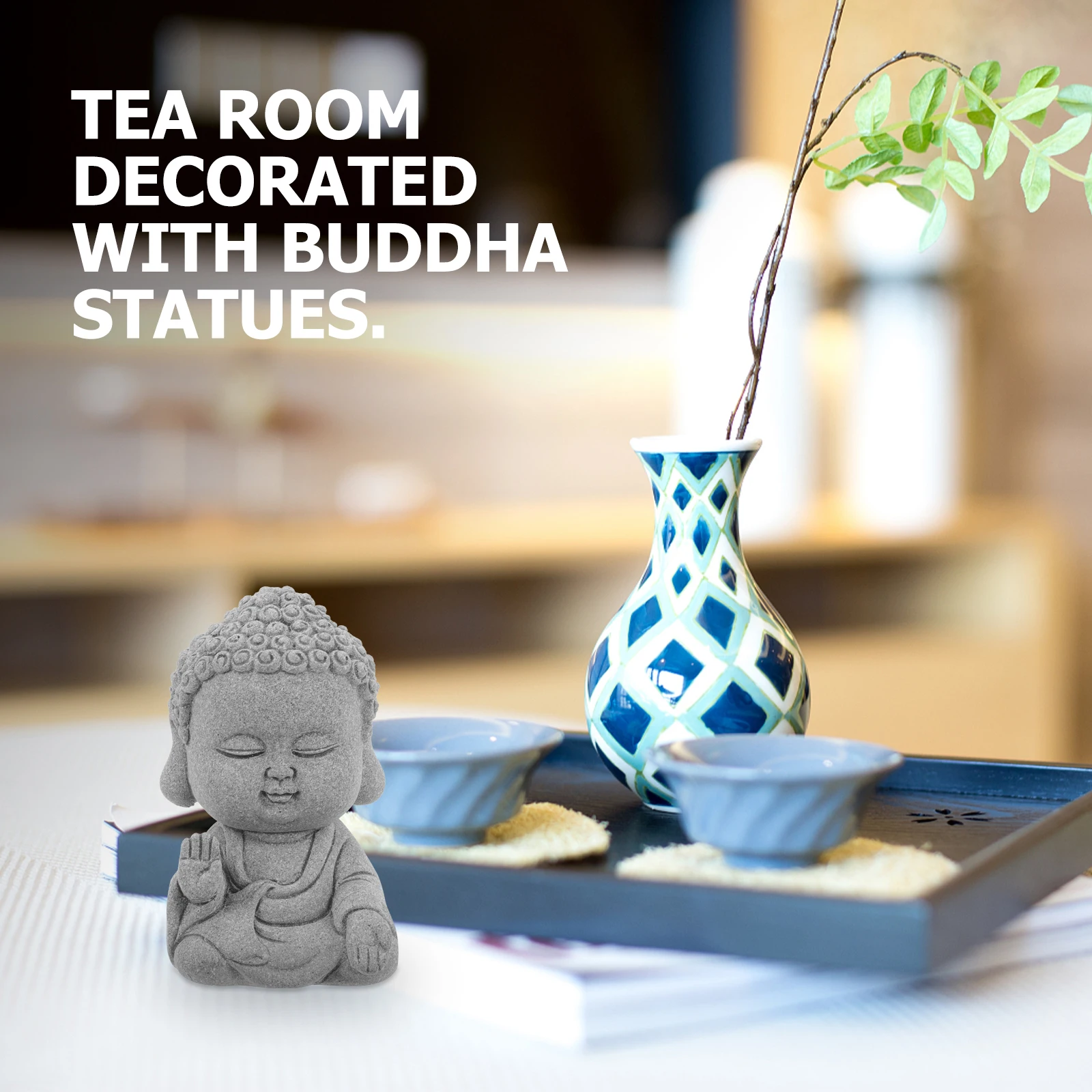 

Miniature Buddha Statue Ornament Indoor Statues and Sculptures Plant Sandstone Craft