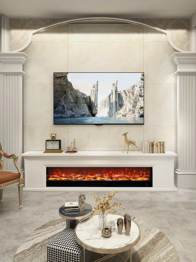 French light luxury simulated flame fireplace TV cabinet American electronic heating fireplace core Nordic decorative villa