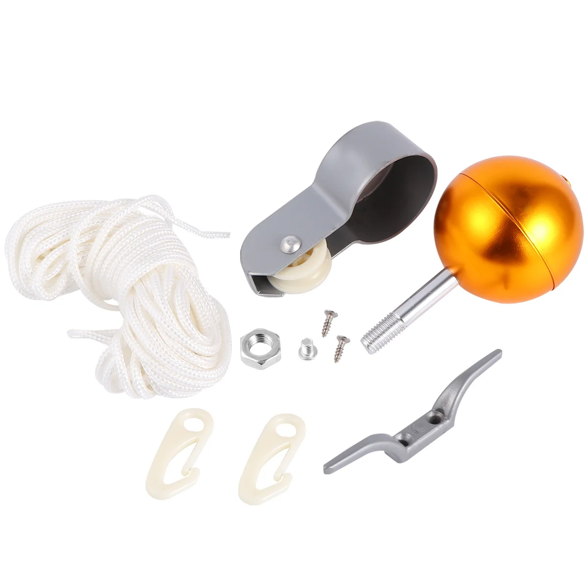 

1Set Outdoor Flagpole Accessories Golden Durable Safe Detachable Easy to Store Complete Flagpole Hook Attachment