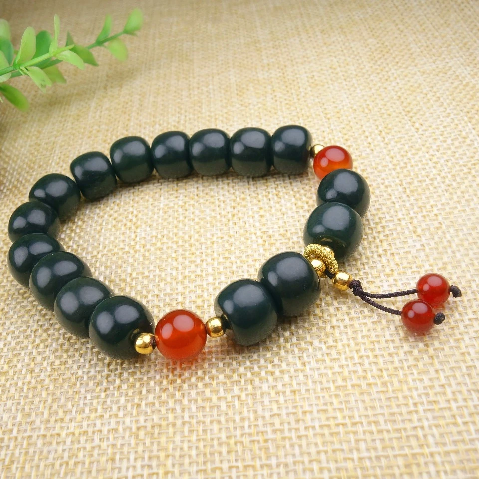 

Natural Nephrite Green Jade Bracelet Men Women Fine Jewelry Genuine Chinese Hetian Jade Bangles Tassel Charm Beads Bracelets