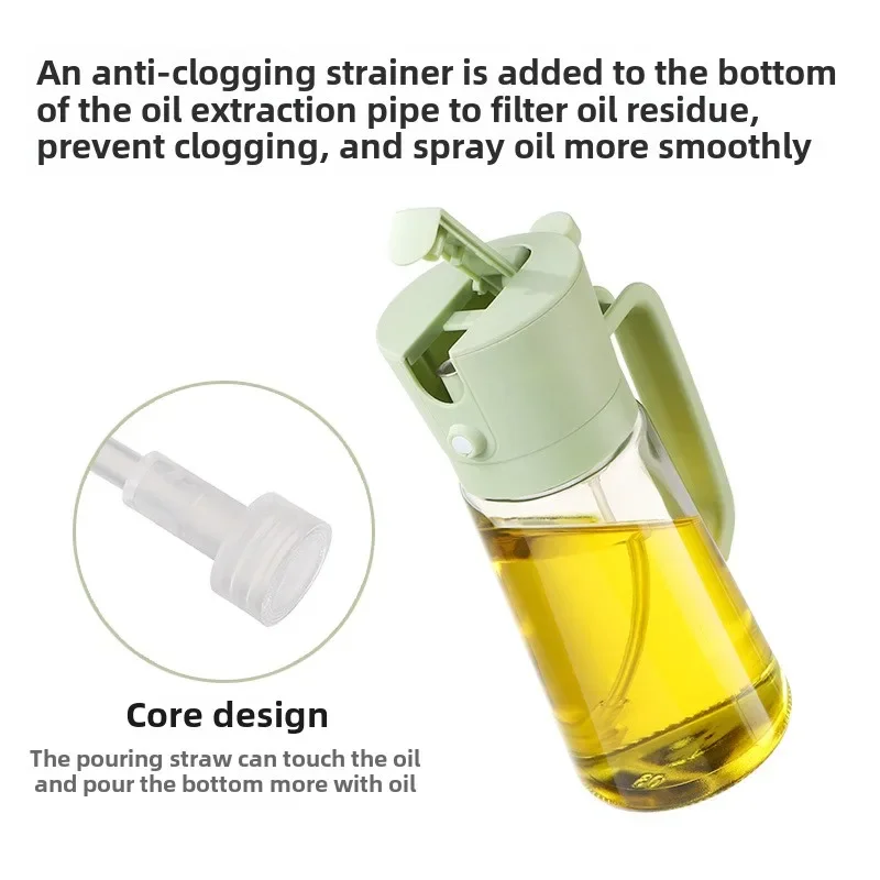 2 In1 Oil Spray Bottle Barbecue Cooking Olive Oil Dispenser Oil Jar Baking Vinegar Soy Sauce Spray Container Kitchen Utensil