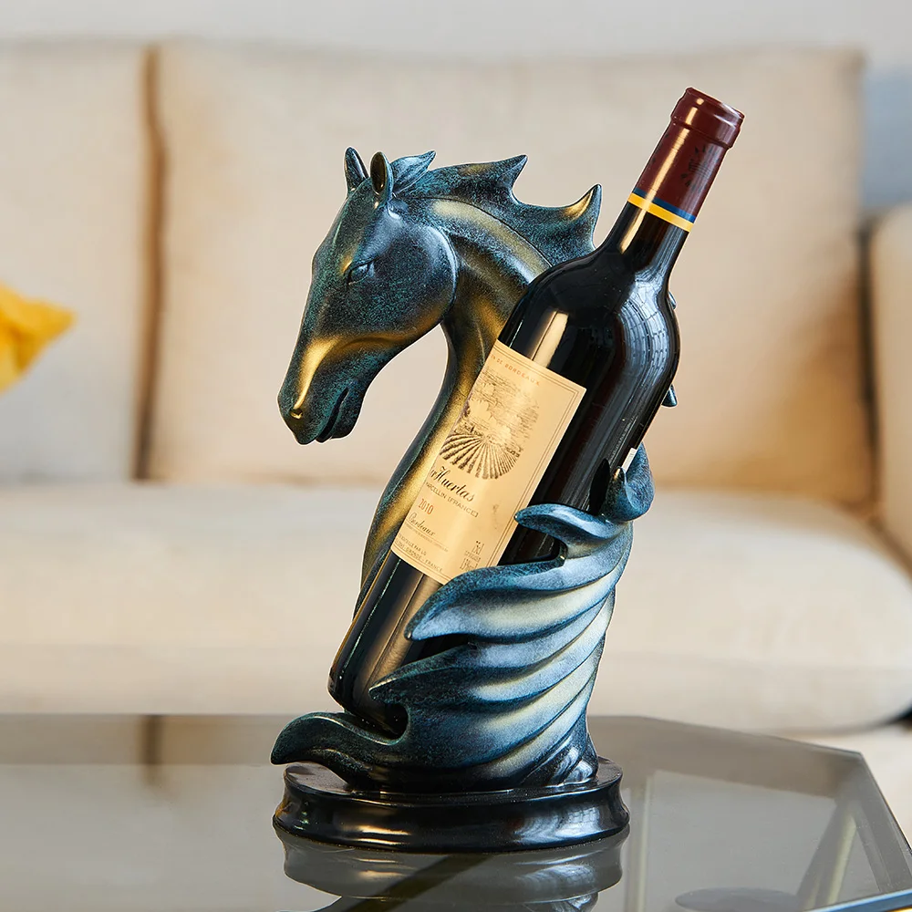 Nordic Horse Sculpture Wine Bottle Racks Cabinet Decorative Display Stand Holder Wine Shelves Wine Bottles Organizers