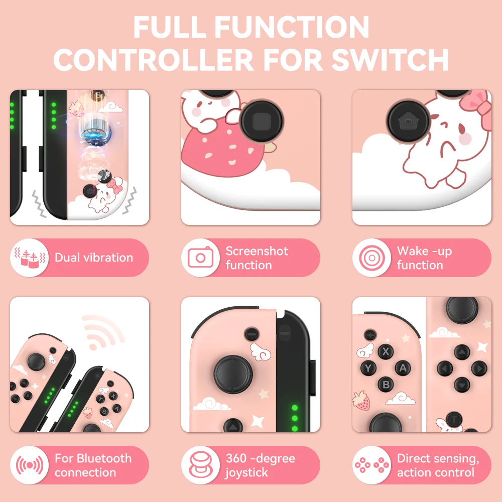 Controlador sem fio compatível com bluetooth para nintendo switch, android, pc mini gamepad portátil com turbo