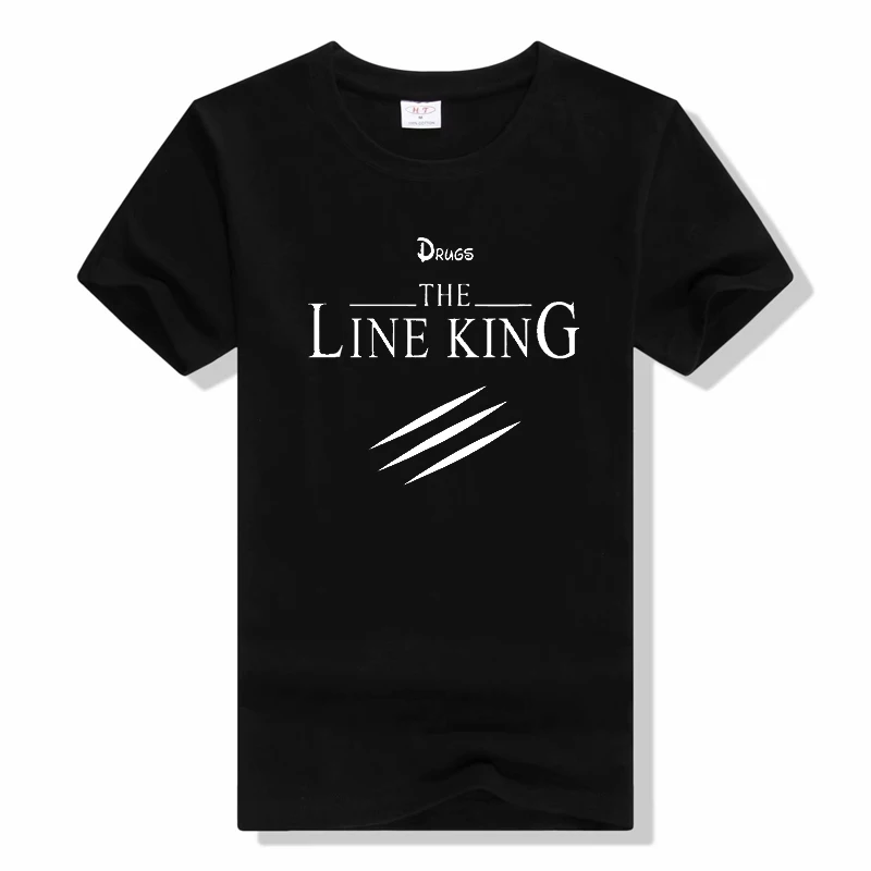 Funny Drugs The Line King Design Gift T-Shirt Faddish Birthday T Shirts Short sleeved tops t shirt Cotton Men's T Shirt