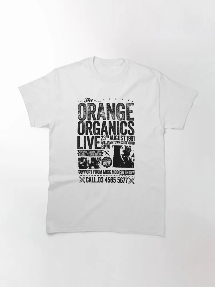 Pugwall - Orange Organics Retro poster  Classic T-Shirt Oversized 100% Cotton Tops Tee