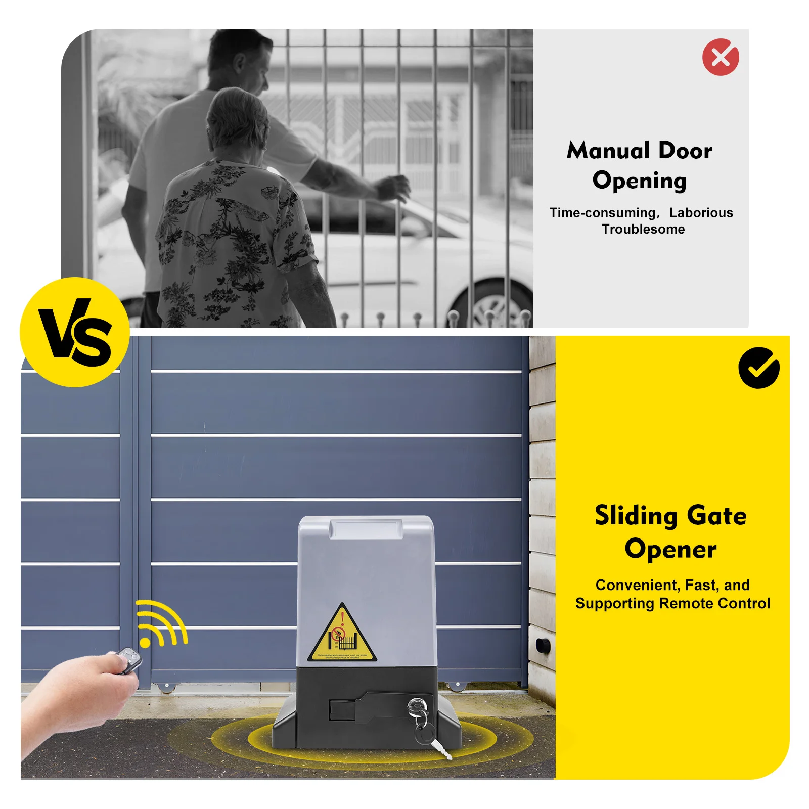 Sliding Electric Gate Opener Automatic Motor Driveway Security Kit Automatic Sliding Gate Opener 750W