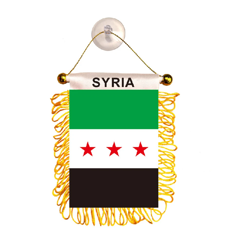 Syria Scarf 14*135cm Double Sided Tassel The Syrian Arab Republic Syrian Flag 8x12cm Syria Mini Hanging Flag Car Decors