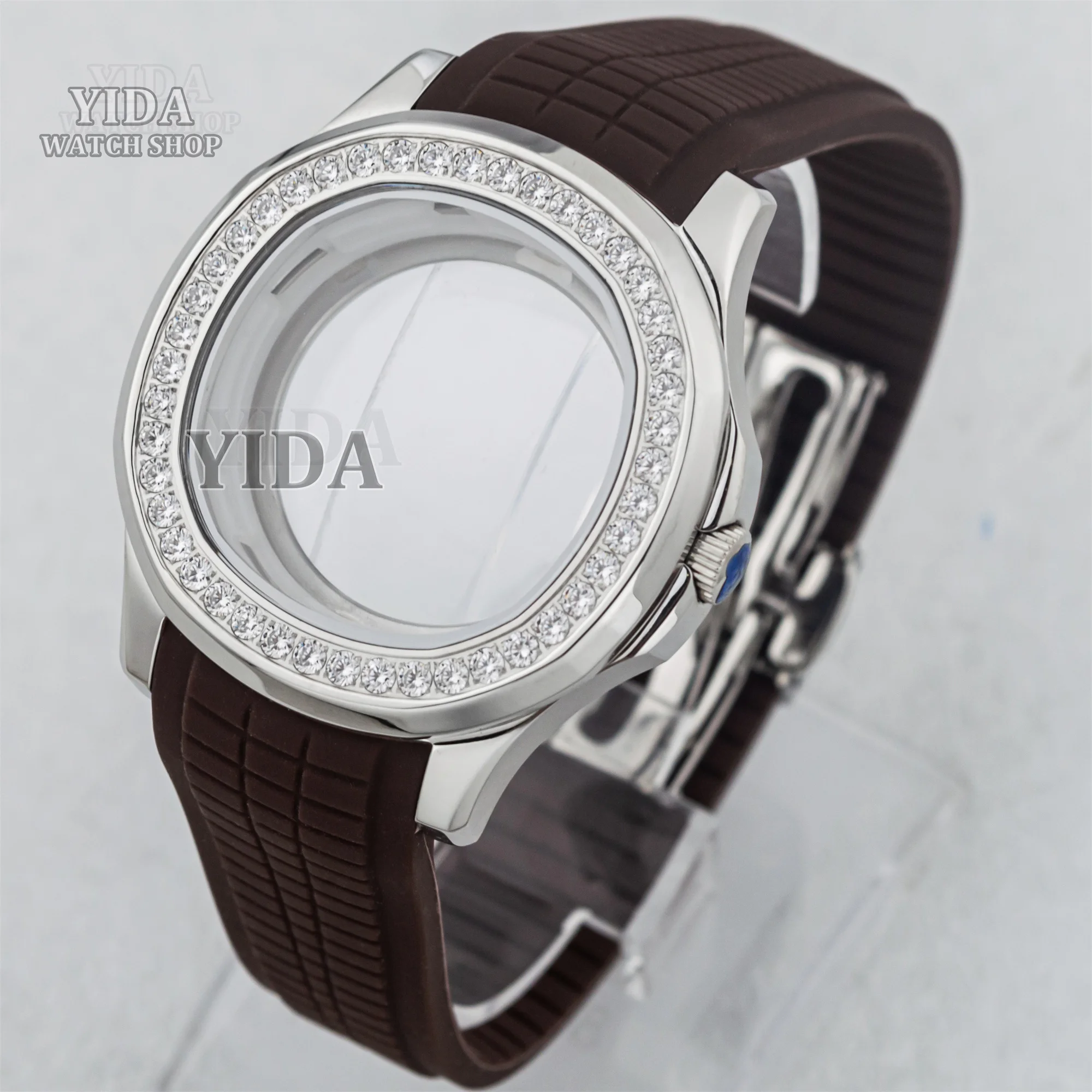 NH35 Алмазный корпус, резиновый ремешок, сапфировое стекло, водонепроницаемый модный чехол 100 м для AQUANAUT Nautilus, аксессуар для часов с механизмом NH36