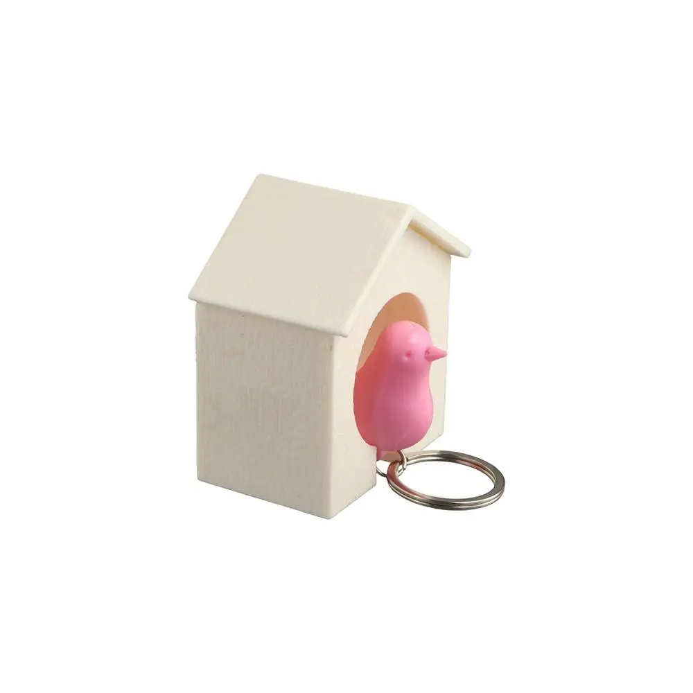 Likable Plastic Sparrow Key Holder Birdhouse Shape Decorative Sparrow House Keychain Wall Mounted Bird Whistle Key Hanger Wall