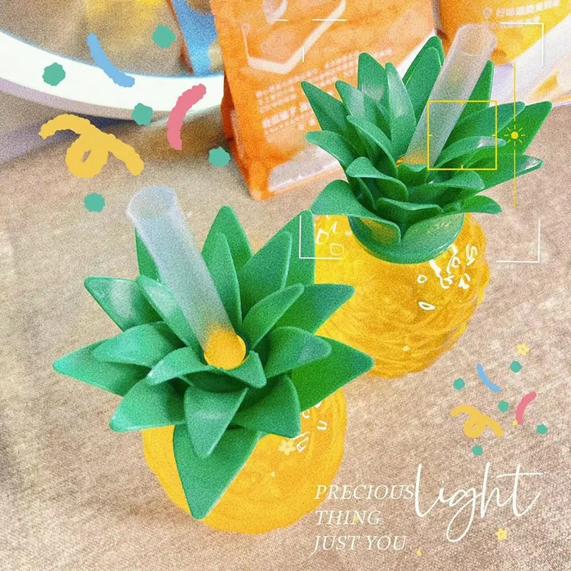 

cup Plastic Pineapple Cup, Cup with Straw, Luau Birthday Party Decoration, Summer Beach Drinking Cup