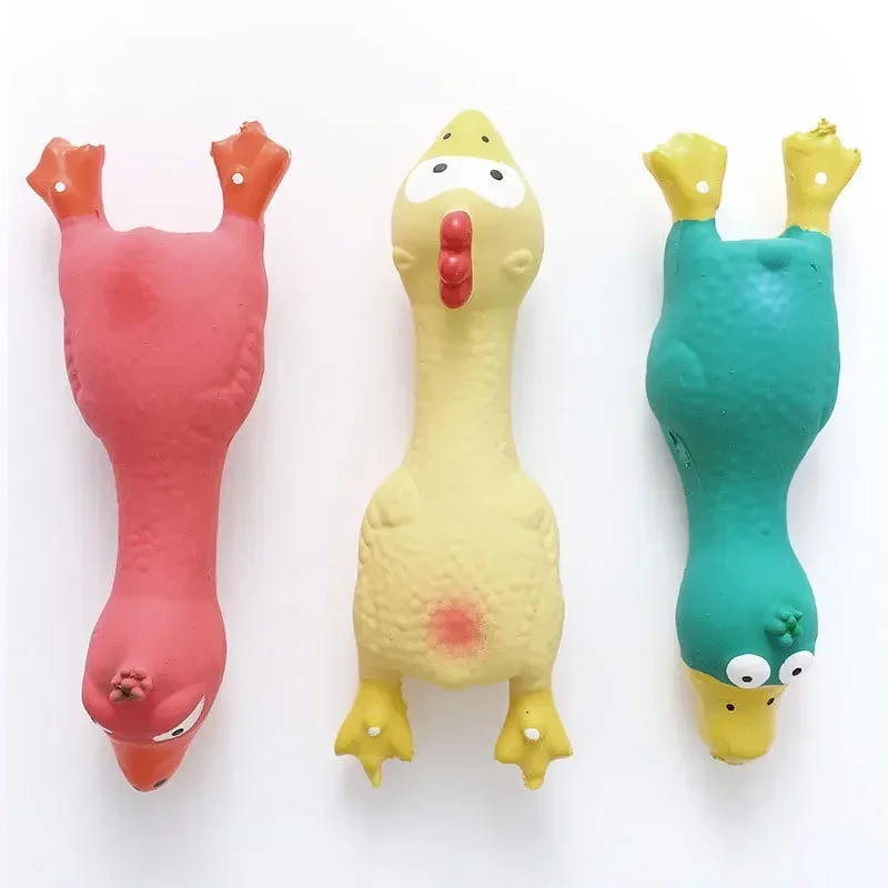 Cute Dog Sounding Toy Latex Chicken Shape Pet Squeak Toys Cat Puppy Chew Sound Toys Screaming Chicken Releasing Chicken