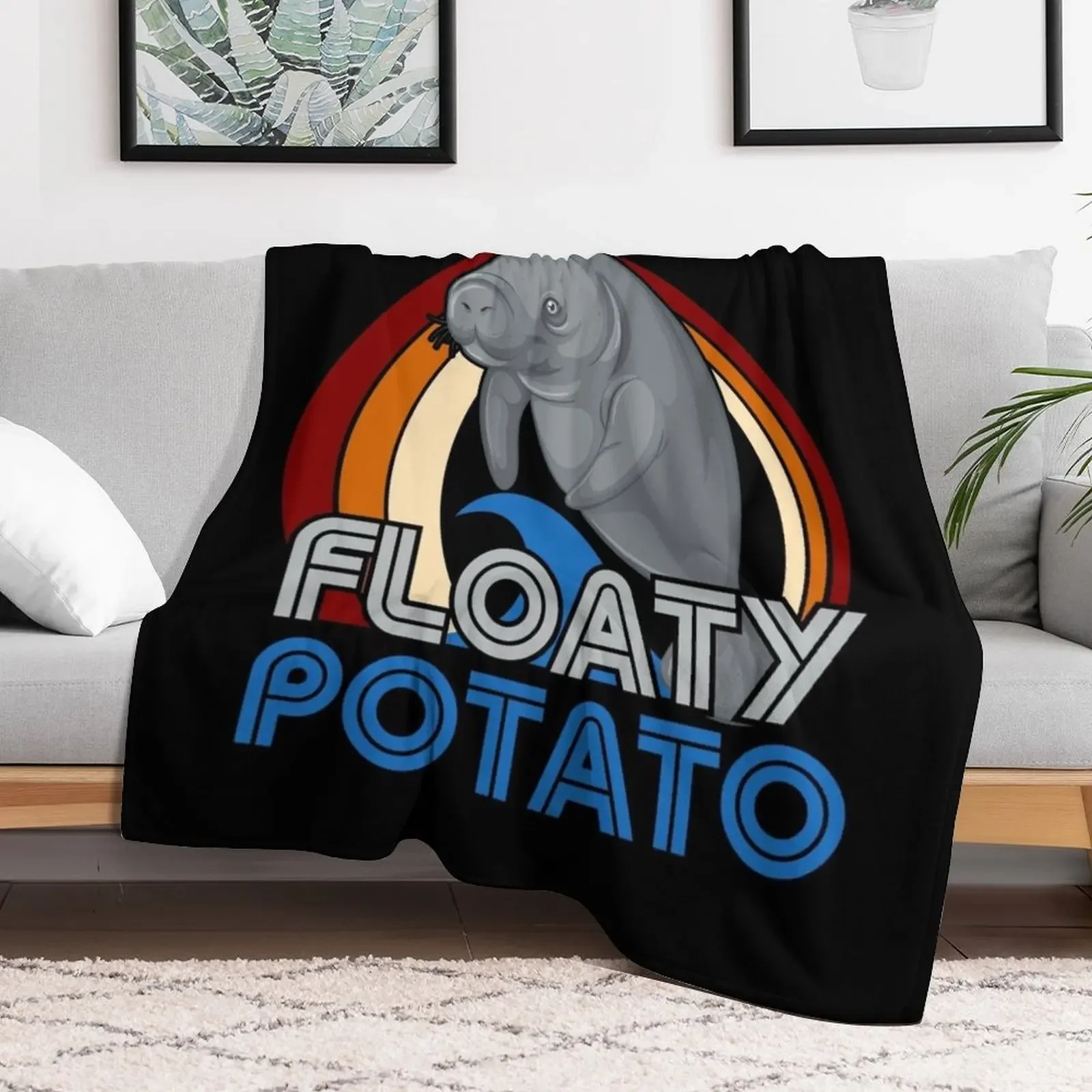 Floaty Potatoes Vintage Manatee Gift Throw Blanket Beach funny gift Decorative Throw heavy to sleep Blankets