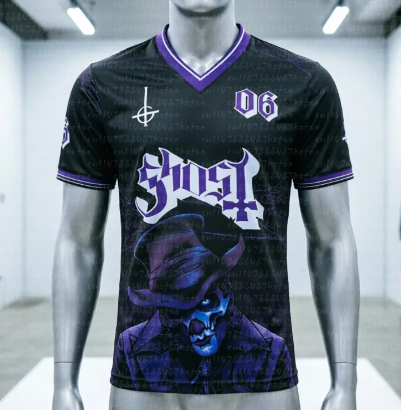 Summer Ghost Papa 06 Doom Metal V-Neck Jersey, Y2K Family Matching Band Fan Uniform, Breathable Sport Shirt for Concert