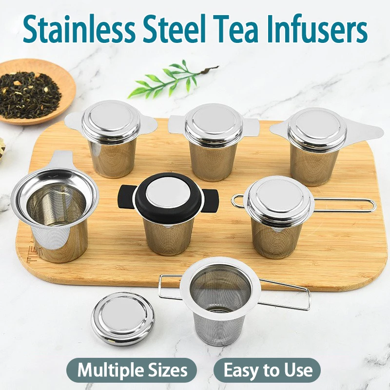 Infusor y colador de té de acero inoxidable, filtro de malla fina, difusor de té con mango plegable, colador de elaboración de té reutilizable, 1 ud.