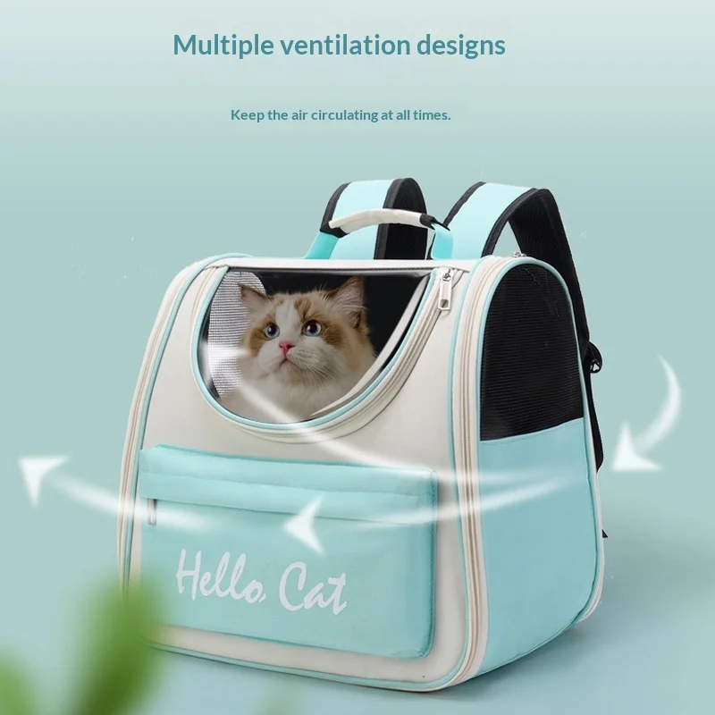Mochila transportadora plegable para gatos transpirable con correa - imagen 4