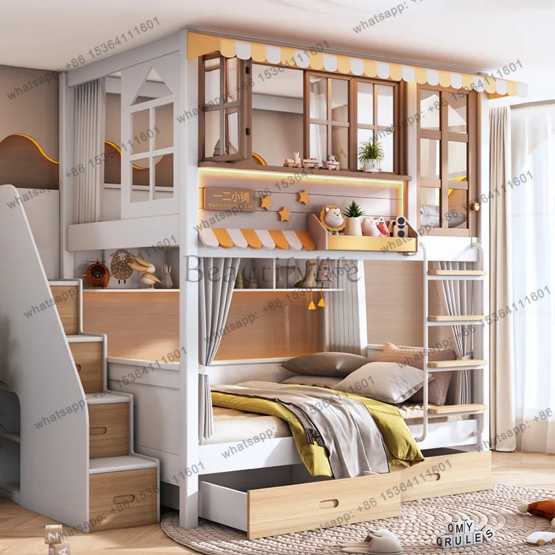 

Solid wood high and low loft bed tree house mother up and down bunk bed