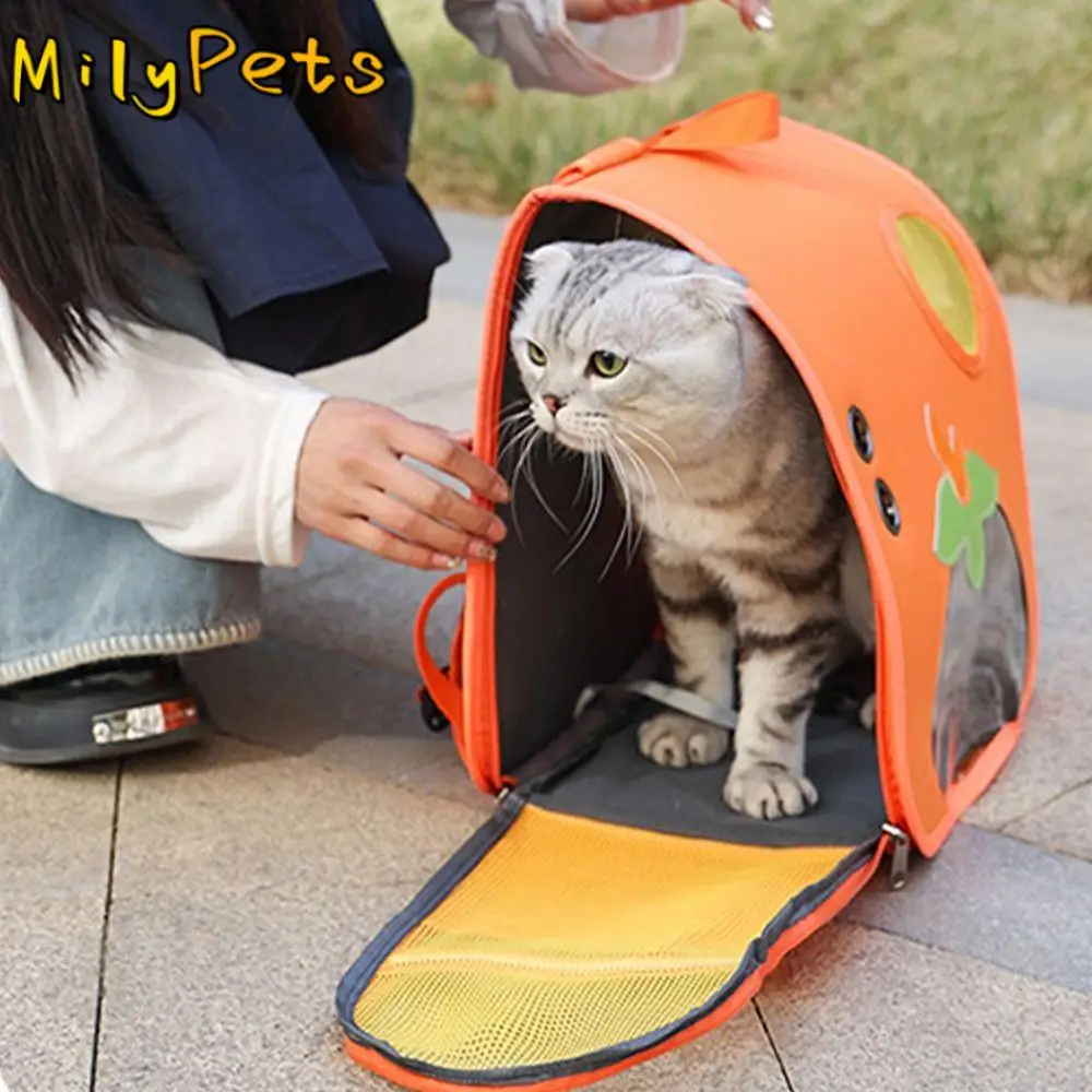 

Pet Supplies Cartoon Cat Backpack Breathable Large Capacity Pet Backpack Visible Foldable Dog Carrier Bag Kitten