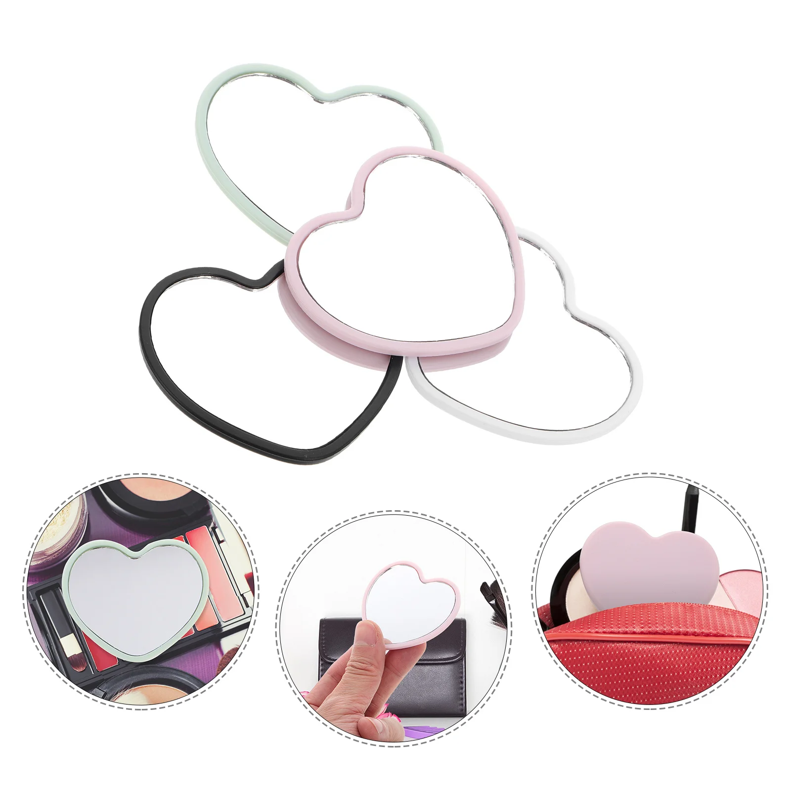 

4 Pcs Heart Shaped Hand Held Mirror Handheld Mirrors Compact for Bulk Vanity