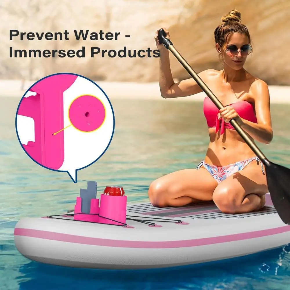 Multi-Functional Paddle Board Cup Holder 2 in 1 Rope Binding Kayak Drink Holder PVC Anti-Dump Paddle Phone Holder Bottle