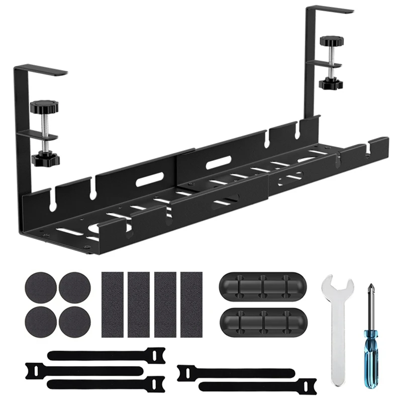 

Drill-Free Under Desks Cable Management Tray, Desk Cord Hider Raceway Under Desks Cable Tray Holder, Wire And Cable Rack