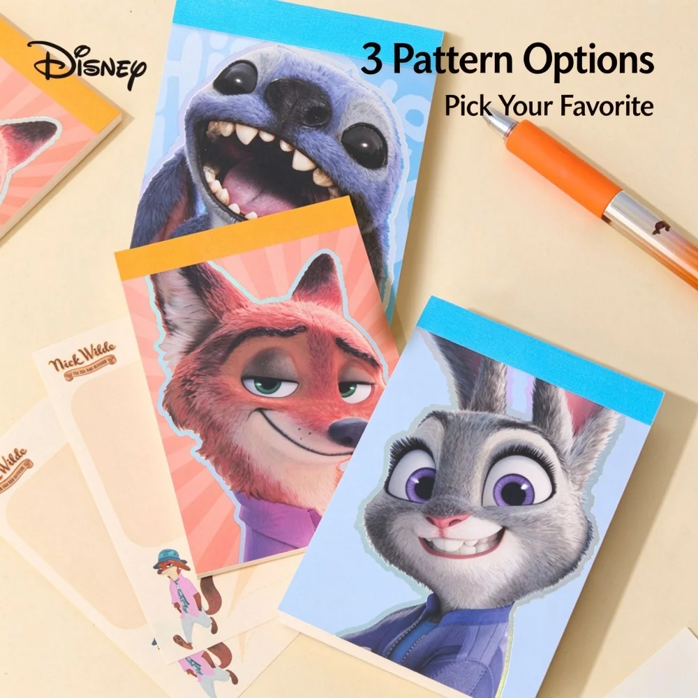 Genuine Disney Stitch Nick Wilde Judy Hopps Zootopia A7 Tear Off Note Pad 40 Pages Non Sticky Paper for Planning and Daily Notes