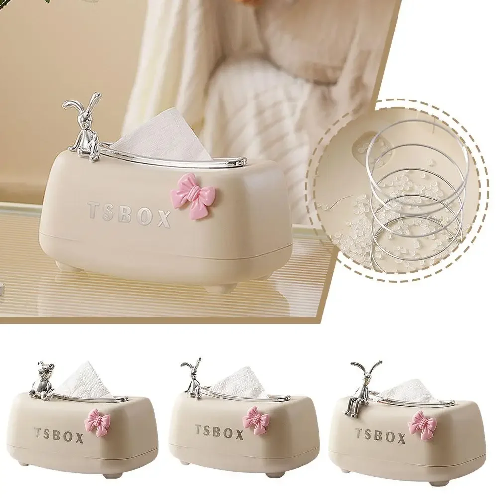 Napkin Box With Spring Household Tissue Case Spring Storage Kitchen Paper Container Paper Box Tissue Cute Storage Towel