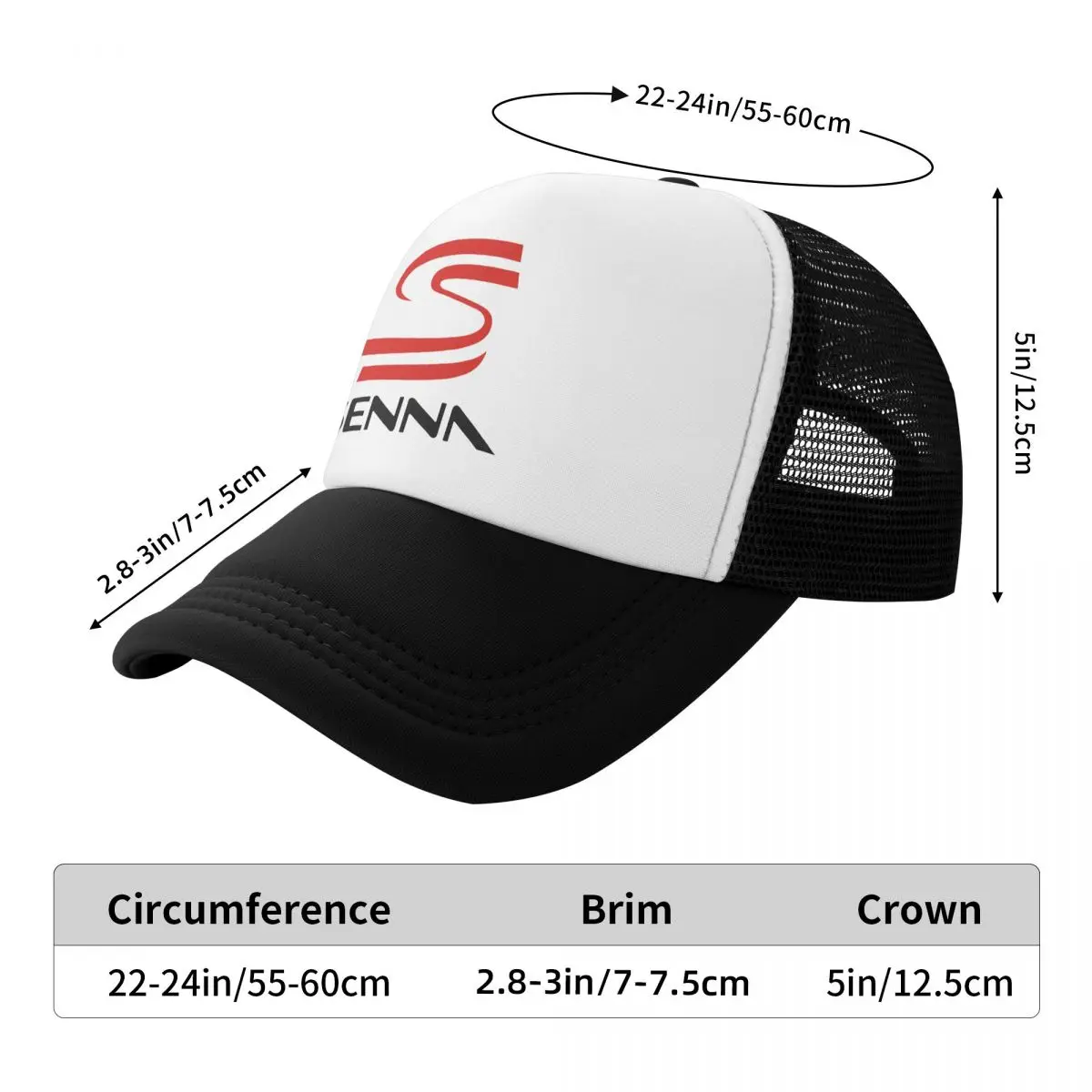 Ayrton Senna Logo Mesh Baseball Caps Unisex Fashion Trucker Hat Hats Breathable Polyester Sun Hats Summer Trucker Cap